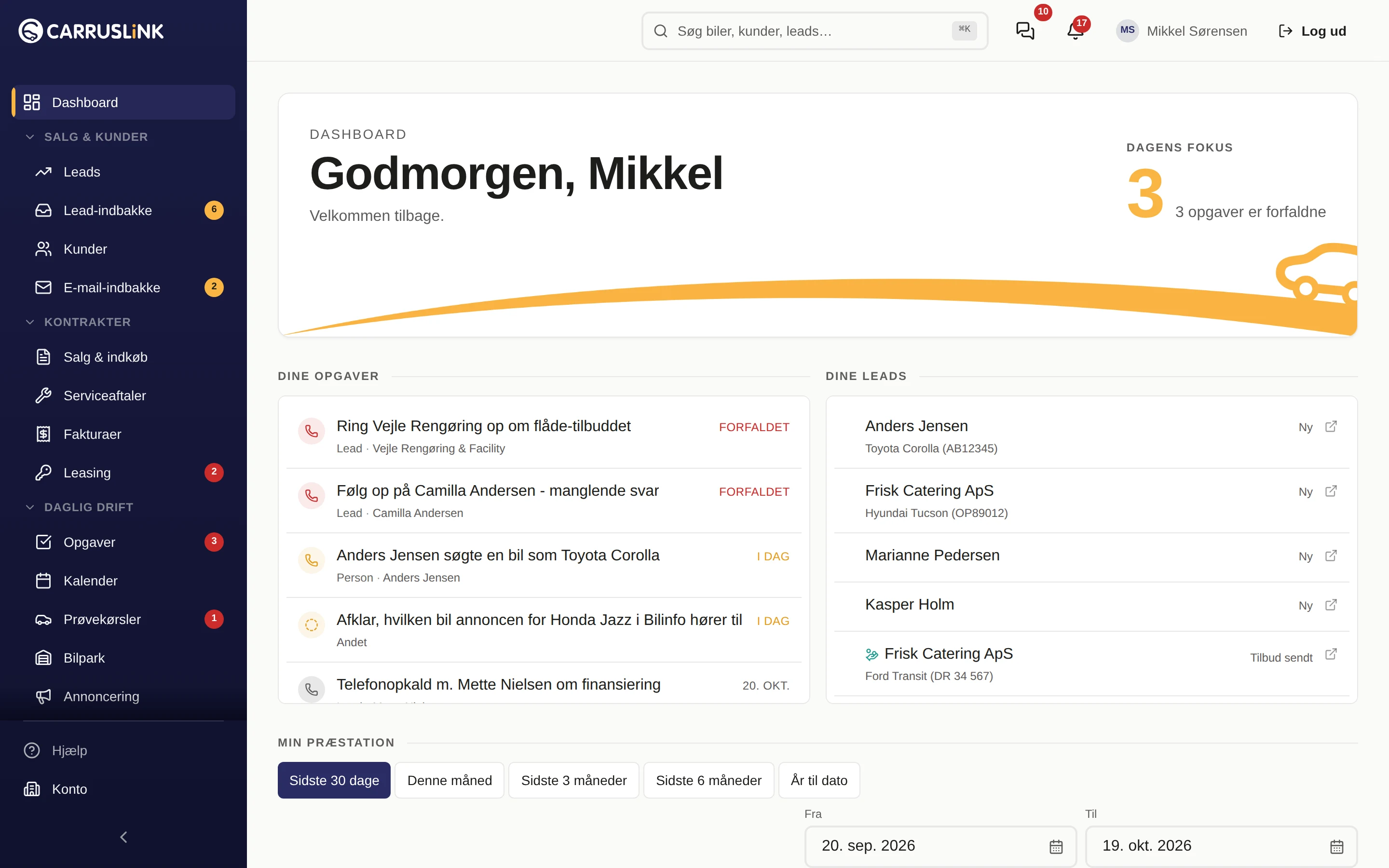 CARRUSLiNK platform — dashboard